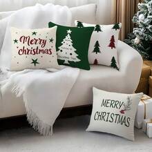 4pcs Simple Christmas 4-Piece Set, Single-Sided Printed Throw Pillow Cover 45*45cm - Multicolor - View 10