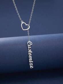 Customizable Heart-Shaped Letter Name Necklace With Pendant, Customizable Gold Stainless Steel Couple Necklace, Perfect Gift For Couples, Mothers, Friends, Classmates On Valentine's Day, Christmas, Halloween, Anniversary - Multicolor - View 6