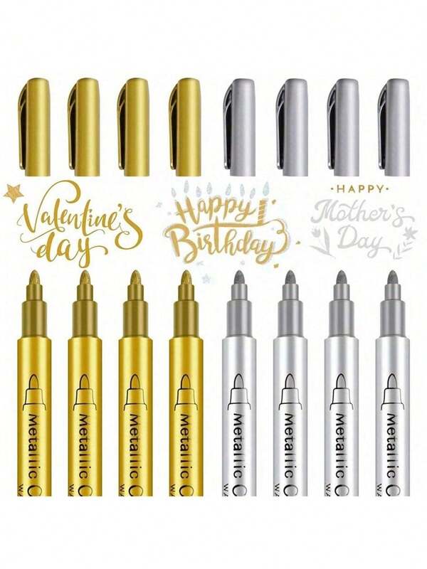 Zestaw 6/4/2/1 eleganckich złotych i srebrnych długopisów do kaligrafii, wodoodporny brokatowy tusz na ślub, urodziny, kartki na Dzień Matki, podziękowania, zaproszenia, koperty i artykuły do majsterkowania, długopisy do zaproszeń, markery