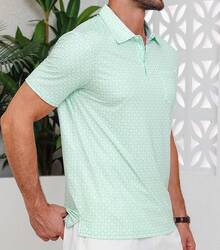 Mens Golf Shirt Short Sleeve Dry Fit Print Moisture Wicking Performance Patterns Collared Polo Shirt With Pocket-2025 - màu xanh lá - Xem 7