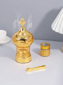 1Pc/1Set Light Luxury Metal Incense Burner, Middle Eastern Arabic Style Bakhoor Burner. Suitable For Home Decoration, Bedroom, Living Room (As Centerpiece), Office, Yoga Studio, Party, Creating An Elegant Atmosphere. It Can Also Be Used For Temple Decoration. This Aroma Burner Is An Ideal Gift For Holidays