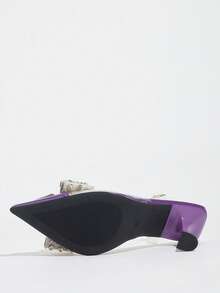 Women's Rhinestone Bow Decor Pointed Toe Closed Toe Slingback High Heel Shoes, Elegant & Comfortable Slingback Transparent Shoes, Glamorous For Evening Party, Heel, Fall, Autumn, Wedding, Formal Occasions, Suitable For Autumn/Winter, Purple PVC High Heels, Elegant - Purple - View 8