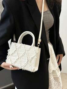 [US-Based Shipping]Fashion Solid Color Diamond Grid Quilted Square Crossbody Bag, New Small PU Leather Banquet Evening Shoulder Bag,Women's Solid Color New Jeans Mini Handbag, Pink Versatile Tote Bag, Niche High Quality Shoulder Bag & Crossbody Bag,Multifunctional Outdoor Travel Vacation Handbag, White Collar And Student Daily Commuting Crossbody Bag, Casual Cell Phone Change Lipstick Storage Bag,Fashionable Fringe Edge Handbag With Adjustable Shoulder Strap,Purse Purses Bags Purses And Bags Women Beach Bag Bags For Women Halloween Pink Purse Tote Bags Carteras Para Mujer Clear Purse Tote Bags For Women Crossbody Bags For Women Bolsos Para Mujer Mini Purse Purses For Women Handbags For Women Clear Bag Blue Purse Wallet - 白色 - 查看 4