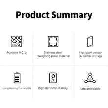 1. Eine 100g/0.01g hochpräzise elektronische Schmuckwaage, tragbar und leicht zu verstauen, aus ABS-Material gefertigt, mit Nullstellfunktion per Knopfdruck und Umrechnung in verschiedene Einheiten wie g, oz, ozt, dwt, ct, gn, alles mit nur einem Klick.