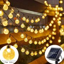 1 pieza Luces de cadena de cristal solares LED de 200/100/20, luces solares para exteriores, alimentadas por energía solar, 8 modos de iluminación, adecuadas para patio, balcón, jardín, valla, Navidad, decoración solar para el patio