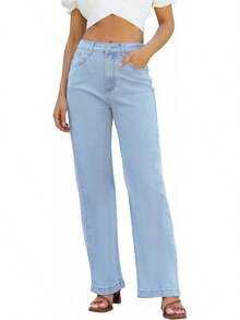 Jeans High Waisted Straight Leg Loose Jeanshalloween - Beige - View 10