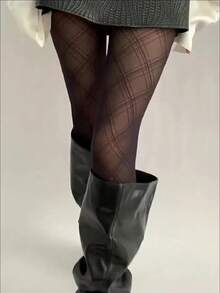 Women's Diamond Plaid Stockings, Spring And Summer Thin Black Stockings ( Thin Version) - Multicolor - View 3