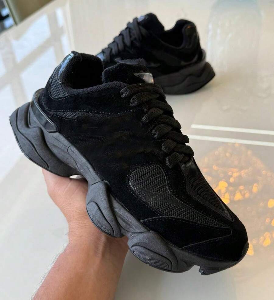 Men's Women's Stylish Comfortable Soft Walking Fitness Sneakers - 黑色 - 查看 1