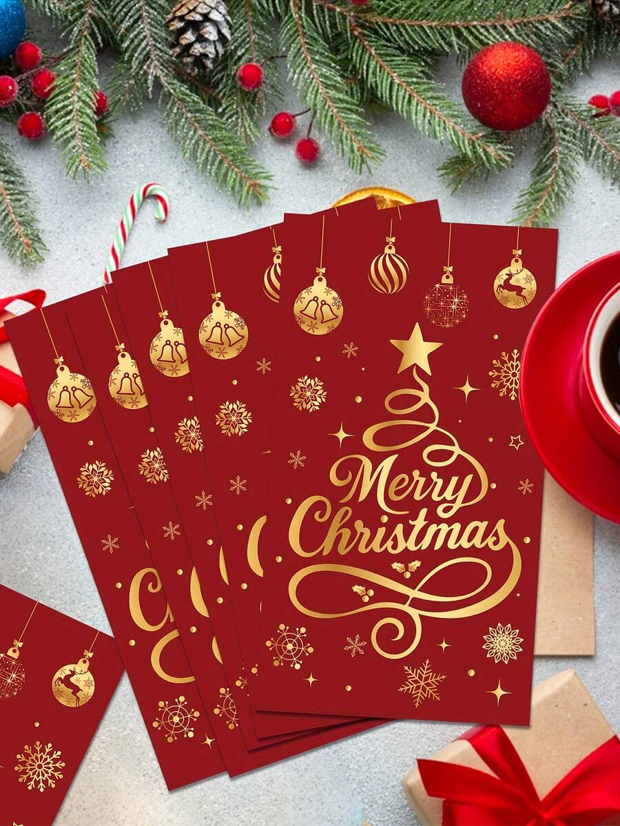 20 件/套圣诞节餐巾，带有金色树、球和雪花设计 - 双层纸，用于节日祝福和装饰、圣诞节餐桌装饰 - 彩色 - 查看 1