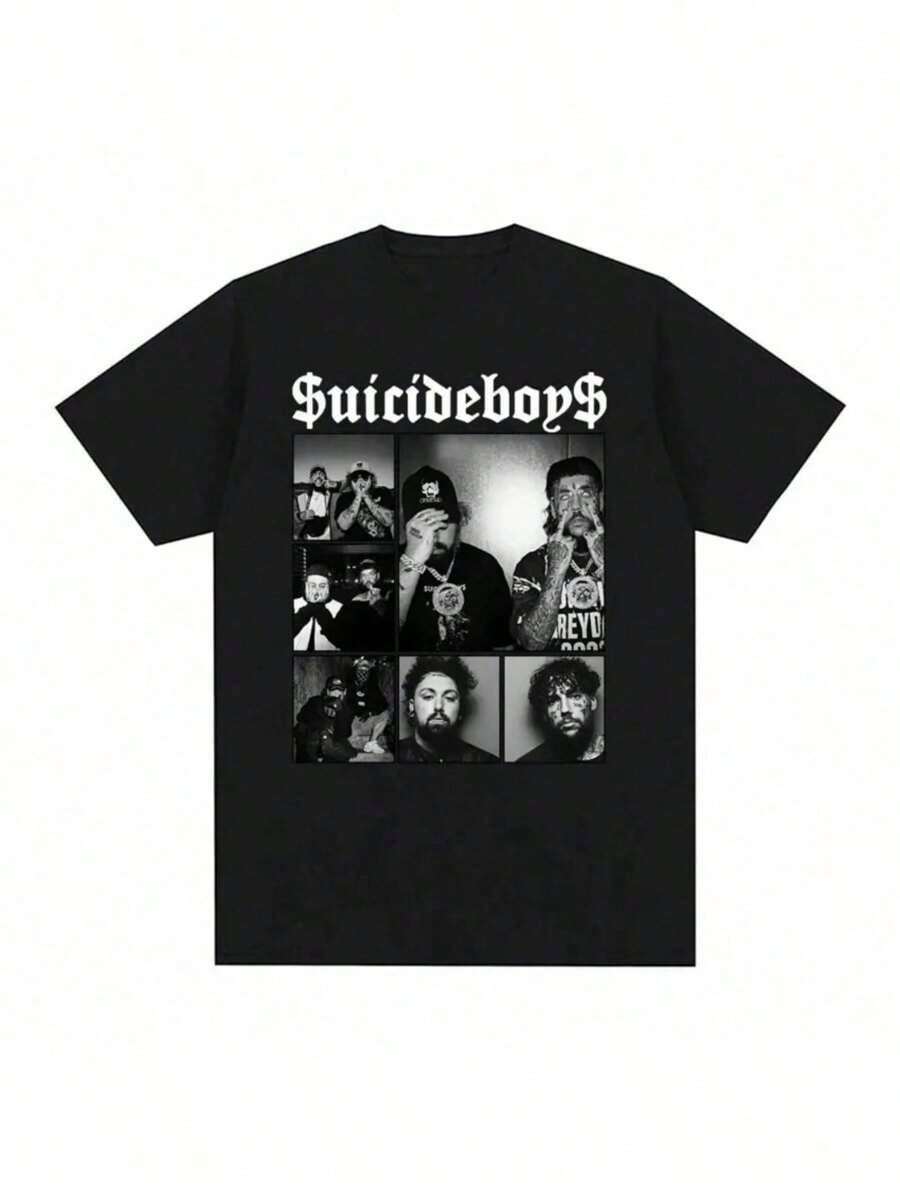 Suicideboy Era Tour Graphics Print T-Shirts For Teen Shirt Tops Harajuku Hip Hop Rock Style T Shirts Unisex Fashion Regular Size Street T Shirt - Black - View 1