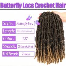 Butterfly Locs Crochet Hair 1-7 Packs Pre-Looped Soft Distressed Faux Locs Braids For Women 10/12/14 Inch - Brown - View 3