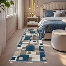 Machine Washable Runner Rugs Non Slip Non Shedding Carpet Area Rugs With TPR Rubber Backing, Low Pile Rugs For Indoor Bedroom Bathroom Living Room Aisle Hallway Balcony Entryway,Foldable Washable Non-Shedding Rug,Influencer Carpet - 藍色 - 查看 13
