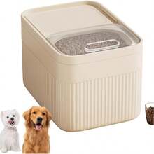 Airtight Pet Food Storage Container - Large Dog & Cat Food Dispenser With See-Through Window, Leakproof Dry Kibble Bin For Home/Travel | Modern White Kitchen Organizer With Secure Lock Lid