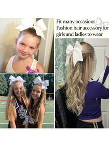 6pcs/20pcs Large Cheer Bow Scrunchies, Grosgrain Ribbon Cheer Bows Elastic Hair Ties Suitable For Students, College Students, Teenagers, Advanced Cheerleaders - Multicolor - View 7