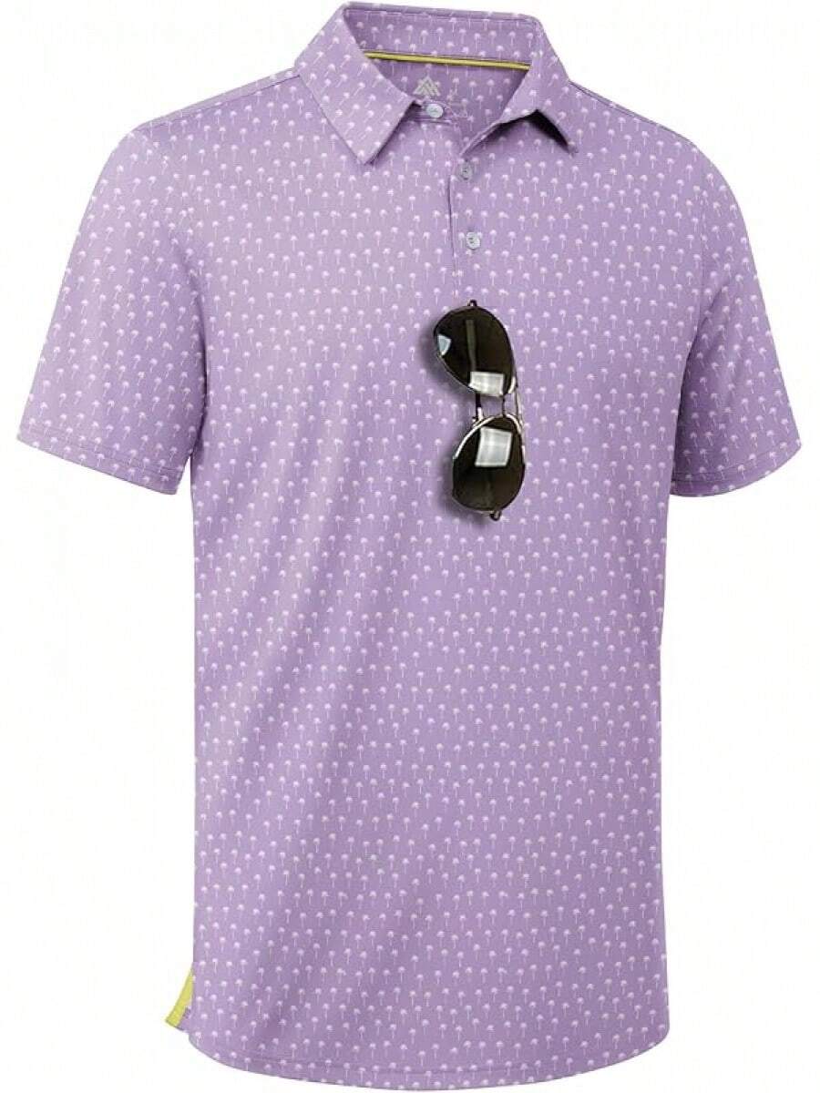 Men's Golf Shirts Short Sleeve Moisture Wicking Performance Print Patterns Casual Collared Golf Polo Shirt For Men-2025 - 紫白 - 查看 1