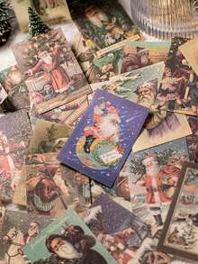 100 Sheets/Book Christmas Planner Base Material Mini Book, 8 Styles Available, Christmas New Year Scene DIY Planner Scrapbook Material Paper, Aesthetic Collage Card Material - Christmas Journal Materials - View 2