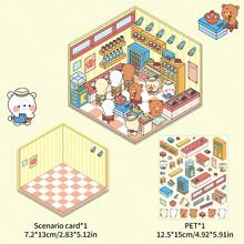 3D Miniature Scenic Stickers - Delicious Street Corner Dollhouse DIY Micro Landscape Decorative Materials