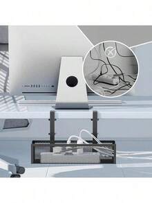 1pc Under-Desk Cable Management Tray, Power Strip, And Cable Organizer Made Of Non-Holes Metal, Suitable For Home Offices, Under-Desk Storage, And Organization Tray, An Essential Item For Home Office