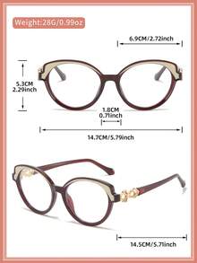 LALAMOLI LALAMOLI ovale Vollrahmen-Klarglas-Brille mit Ausschnitt-Dekor Design, geeignet für den täglichen Gebrauch und als Geschenk