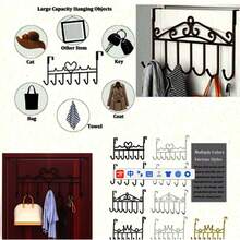 1 pieza Percha de puerta sin taladro, estante de pared para colgar ropa, organizador colgante sobre la puerta, ahorro de espacio, multifuncional para abrigos, toallas, batas, bolsas, para dormitorio, baño, entrada, armario, apartamento, espacio pequeño, idea de regalo para fiestas, diseño duradero, elegante, minimalista, fácil de instalar sin herramientas, estilo/color/empaque aleatorio - Multicolor - Ver 3