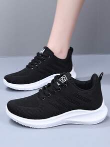 Women's Casual Sneakers, Lightweight & Comfortable Low-Top Walking Shoes, Round Toe Lace-Up Leisure Running Shoes, Mesh Breathable Fabric Hollow Lightweight Athletic Shoes