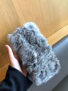 1pc New Autumn/Winter Quilted Faux Fur Headband, Fluffy Hollow Top Leather Woven Retro Wide Brim Warm Fuzzy Headwrap - As Shown - View 4