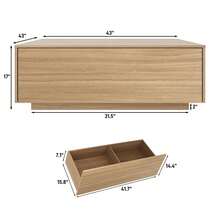 43" Square Coffee Table With Storage, 43" D X 43" W X 17" H Modern Large Square Center Table With 2 Drawers, Wood Coffee Table For Living Room,Bedroom - 淺橡木色 - 查看 2