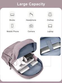 Large Capacity Lightweight Teenager/Student Backpack/Laptop Bag, Fits 14-15.6 Inch Laptop, Fashion Casual Laptop Backpack, Large Capacity Backpack Can Hold 14-15.6 Inch Laptop, Practical Travel Backpack, Multi-Compartment Design, Meets Carry-On Standards, Solid Color Design, Unisex, Campus School Bag Student Backpack, Travel Backpack/Portable Multifunctional Travel Bag/Campus Style Backpack, Unisex, Multiple Colors Available - Multicolor - View 5
