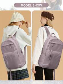 Large Capacity Lightweight Teenager/Student Backpack/Laptop Bag, Fits 14-15.6 Inch Laptop, Fashion Casual Laptop Backpack, Large Capacity Backpack Can Hold 14-15.6 Inch Laptop, Practical Travel Backpack, Multi-Compartment Design, Meets Carry-On Standards, Solid Color Design, Unisex, Campus School Bag Student Backpack, Travel Backpack/Portable Multifunctional Travel Bag/Campus Style Backpack, Unisex, Multiple Colors Available - Multicolor - View 9