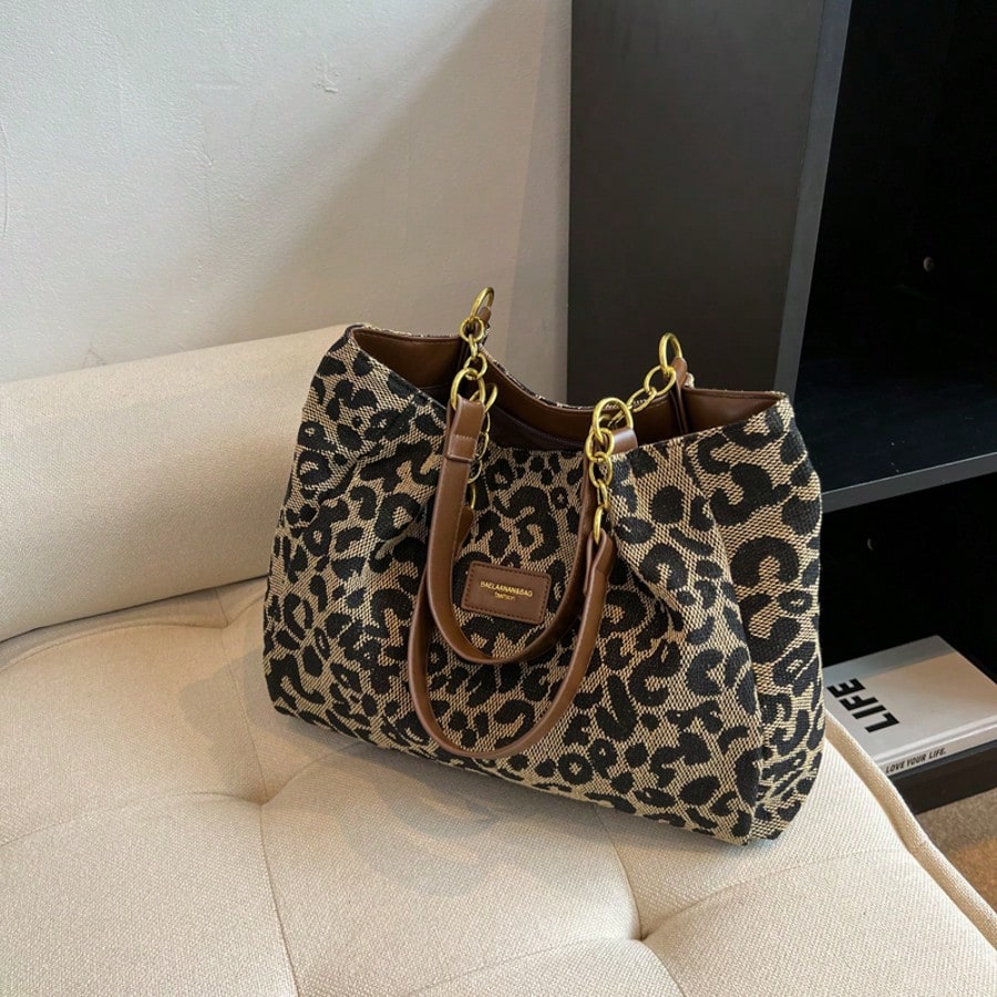 2025 New Leopard Print Handbag With Sanitary Pad Pouch, Leopard Coin Purse, Retro Shoulder Bag, Large Capacity Street Style Crossbody Bag, Fashion Tote Bag, Suitable For School, Work, Shopping, Outdoor Activities And Office