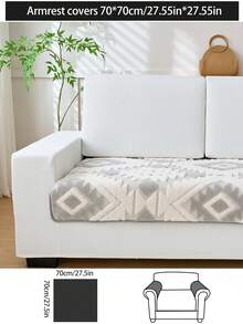 1pc Bohemian Quilted Plush Sofa Cushion Cover, Warm-Toned Country Style Sofa Slipcover, Anti-Slip & Anti-Scratch, Suitable For All Seasons, Fits 1/2/3/4 Seater Sofas And Sectionals, Ideal For Living Room/Dining Room/Bedroom/Study, Autumn Decor, Dorm Decor, Back To School - Light Grey - View 15