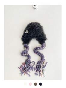 1 件蓬松卷曲粉色帽子，可爱甜美针织女帽，多功能耳暖帽，秋冬 - 彩色 - 查看 15