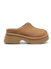 Women Platform Mules Wedge Closed Toe Clogs Faux Suede Slip On Memory Foam Non-Slip Lightweight Casual Slippers Shoes Autumn Winter - Màu Tím - Xem 9