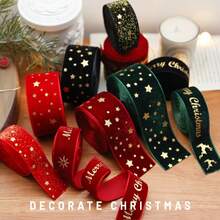 9pcs Christmas Knot Decoration Webbing, Flannel Bronzing Bow, Printed Satin Ribbon, Christmas Tree Decoration Scene Arrangement Decoration Streamer, Dress Up Home, Bedroom, Staircase, Gift Strap, Many Ways