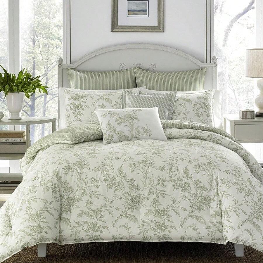 Natalie Bonus Comforter Set Twin Sage Green - Natalie Sage OffWhite - Ver 1