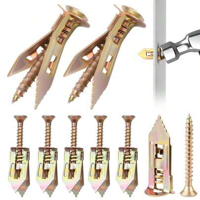 160 Pcs Drywall Self Drilling Anchors With Screws Kit, 80 Sheetrock Anchors (047x118inch) &Amp; 80 Zinc Plated Expansion Screws, Easy Application No Drill Needed, Hold 66LB For Wall Hanging