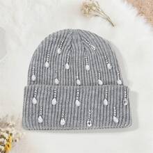 Knit Rhinestone Embellished Hat For Women, Winter Warm Beanies Cap For Outdoor Shopping, Dating, Ski - 淺灰色 - 查看 3