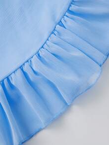 Womens Y2K Lace Patchwork Frill Poncho Tops Solid Color See Through Batwing Sleeve V Neck Ruffle Hem Loose Fit Sheer Mesh T Shirts Blouses Boho Peplum Shawl Shirts Summer Going Out Tops Beach Cover Up Vacation Streetwear - 藍色 - 查看 8