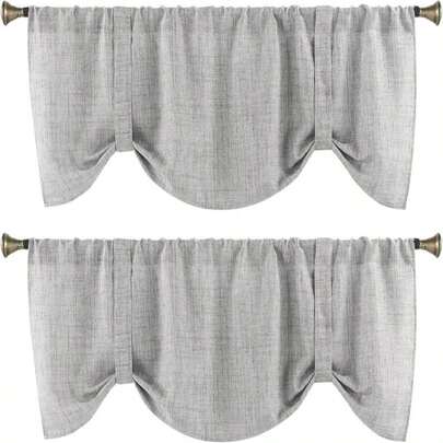 Home Queen Tie Up Shade Curtain Valance Window Treatment For Living Room, Adjustable Balloon Rod Pocket Drape Valance, Set Of 1, 54 X 18 Inch, Nature