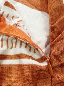 Elegant Floral Print A-Line Skirt With Belt, Autumn S M L - Màu Cam cháy - Xem 3