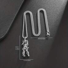 Vintage Silver Plated Punk Style Pendant Necklace, Fashion Alloy Long Chain, Unisex Fashion Jewelry, Halloween Gift Accessories - Bạc - Xem 2