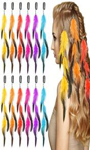 Geyoga 12 Pcs Clip In Hair Feathers Extensions For Women Colored Boho Feather Hair Clips Halloween Cosplay Costume Carnival Party Headdress Accessory Gifts(Brown, Black, Dark Coffee,Standard) - ColorE - 查看 1