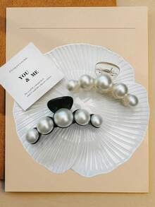 1 件时尚珍珠大号简约优雅亚克力发夹，适合派对、通勤、服装搭配，爪夹秋冬发夹发饰女士度假装