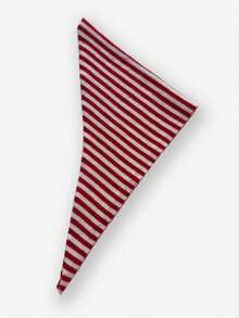 欧洲设计师针织条纹小三角围巾，女士保暖条纹围脖头巾，街头时尚头巾，可爱女孩小三角围巾，秋冬连衣裙搭配 - 彩色 - 查看 14