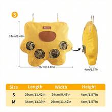 ITANDME 4-Loch Heu-Futternapf für Kaninchen mit Reißverschlussdeckel, Hänge-Futterbeutel für Kaninchen aus hochwertigem, atmungsaktivem Stoff, süße Form, Heu-Halter für Meerschweinchen, Kaninchen, Chinchillas