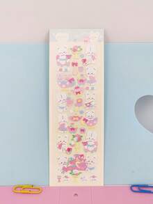 1张可爱兔子系列贴纸，彩虹兔子配金属闪粉，适合韩流粉丝、日记装饰和日常使用。 - 彩色 - 查看 5
