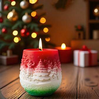 1pc Christmas Silicone Molds For Candle Holders - Festive Round Relief Pillar Mold With Snowman, Rabbit, And Tree Scenes - Versatile For Scented Candles, Plaster, Resin Casting - Home Decor Craft Tools