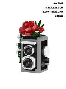 6pcs (0-5 Inches) Camera Simulation Building Block Toy Models, Made Of ABS Plastic, Cute Camera Shaped Blocks With Camera & Flower Patterns, Simple Assembly, Great DIY Gift And Home Decor Accessory - Multicolor - View 17