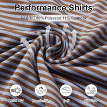 Golf Shirts For Men - Moisture Wicking Short Sleeve Performance Sport Casual Striped Collared Mens Polo Shirt-2025 - Blue Coffee Stripe - View 5