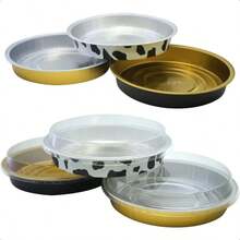 Set Of 12 6" Round Shape Nonstick Aluminum Baking Cups Mini Pizza Pans Pie Tins Pastry Mold With Lids 3 Colors Gold Millcow BlackandGold